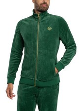 Sergio Tacchini Men's Court Velour Track Jacket, Green