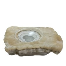 Vintage Onyx Marble Ashtray Large Very Heavy Solid Art Deco 3 Cigarette Rests