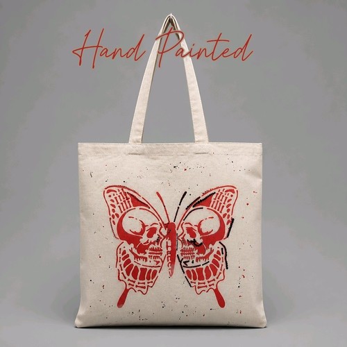 Canvas gothic skull butterfly - canvas,