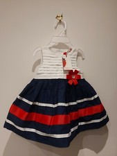 Strawberry Faire - White Blue Red Dress - Age 3-6 Months