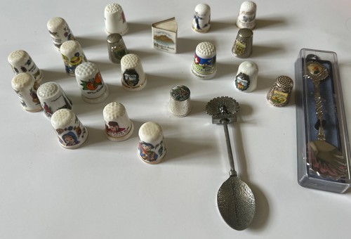 Vintage thimble and - and, spoon