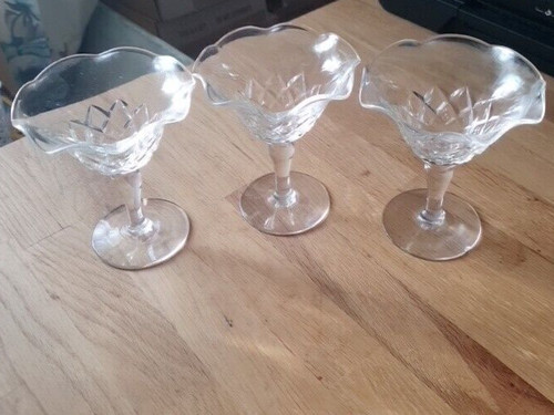 Vintage etched clear - 3, sherbet