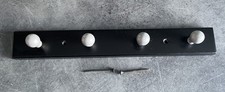IKEA "FLANG" Black Rack Hanger with 4 Silver Round Knobs
