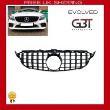 GRILLE AMG GT GTR STYLE FOR C CLASS MERCEDES W205 C205 2015-2018 GRILL ALL BLACK