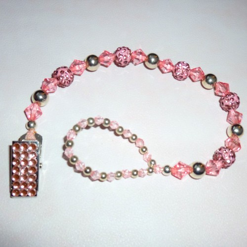 Pink silver shamballa crystal - pink,