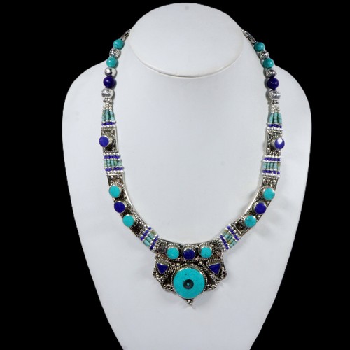 Turquoise lapis necklace - turquoise,