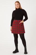 Women's Tartan Stretch Skirt Woven Festive Christmas Skirt Size 8 to 22