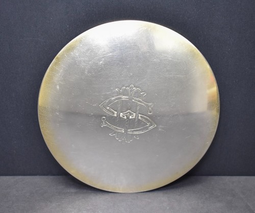 Antique sterling silver disk - silver,