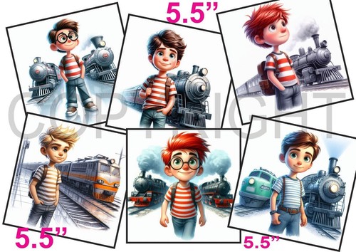 Card toppers 5 boys - toppers, 5.5"