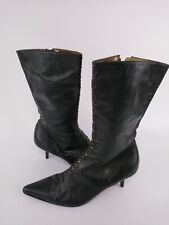 Faith Solo Dark Green Leather Ankle boots Stiletto heels Size Uk 4 Eur 37.