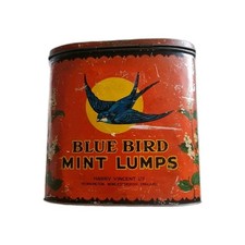 Vintage and Rare Blue Bird toffee Mint Lumps Shop Display Tin c1930s