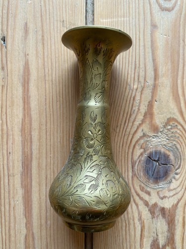 Vintage brass vase candle - brass,
