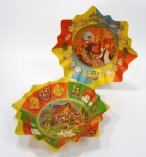 Vintage Christmas Paper Bowls - Western Germany - 11" Diameter - Nursery Rhymes
