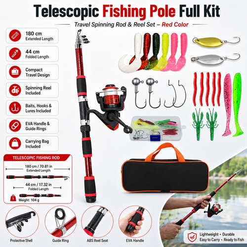 Fishing pole set full kits - fishing,