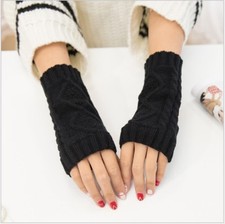 Women Winter Half Finger/Fingerless Gloves Wrist Arm Hand Warmer Knitted Mittens