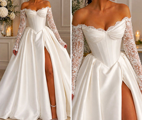 White off shoulder long sleeve - white, off-shoulder