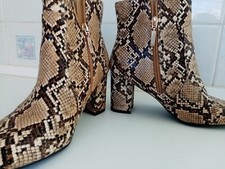 PRIMARK NEW BOOTS SIZE 5 (38) Calf Length Snakeskin Mix Block Heel   Zip Up