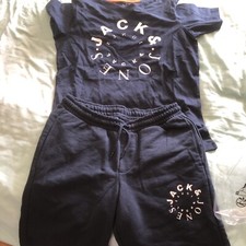 Boys Jack Jones T-shirt Shorts New Age 12x2 Sets Navy And Black