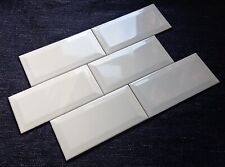 6 CREAM/IVORY GLOSSY BEVELED EDGE WALL TILES - 10cm x 20cm