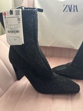 Zara boots Embellished Sock Boots Size 4 Eur 37 Unused Item Still With Tags  