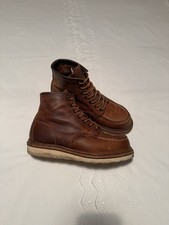 Red Wing Moc Toe Boots Size UK 7 Brown Tan Leather Retro Vintage Biker