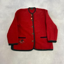 Vintage Geiger Wool Jacket Embroidered Horse Patterned Chunky Women's Large