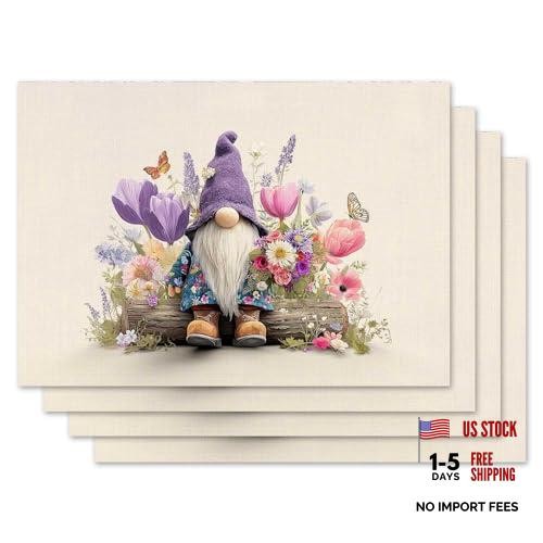 Spring gnome floral - floral, placemat