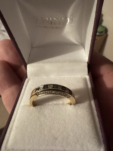 9ct gold diamond and sapphire - diamond,