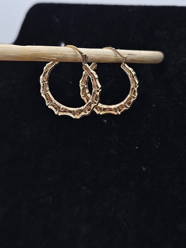 9ct gold bamboo - gold, hoops