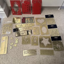 Job Lot Of 21 Brass Embossing Stencils Christmas Themed Some Sealed