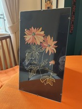 Clip Framed Vintage Embroidered Flowers Orange