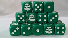 20 Ork Green D6 16mm Dice, Ideal For Using 4 Warhammer And Other Table Top Games