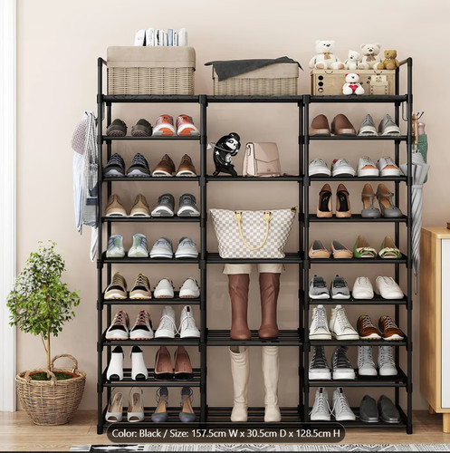 Tier large metal shoe rack - 9-tier,