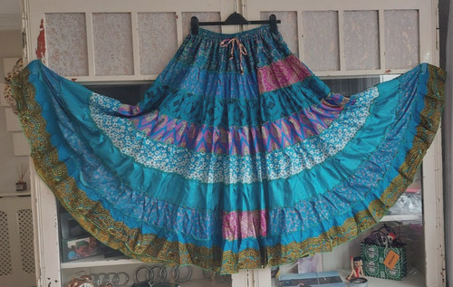 Blue multi print tiered - print,