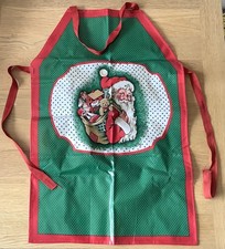 Vintage Christmas Santa Claus Holiday Apron Oilcloth