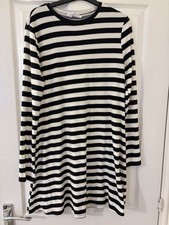 BNWOT Primark Black White Striped Long Sleeved Tunic Dress Size 10 12 Halloween 