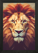 Lion Low Poly Framed Wall Art