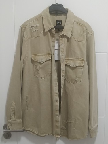 Zara men beige ripped denim - men's,