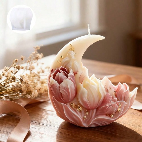 Flower embossed moon silicone - flower,