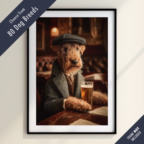Funny dog drinking beer - dog, at