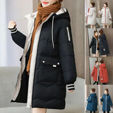 Womens Winter Long Quilted Parka Warm Puffer Ladies Padded Hooded Jacket Coat
