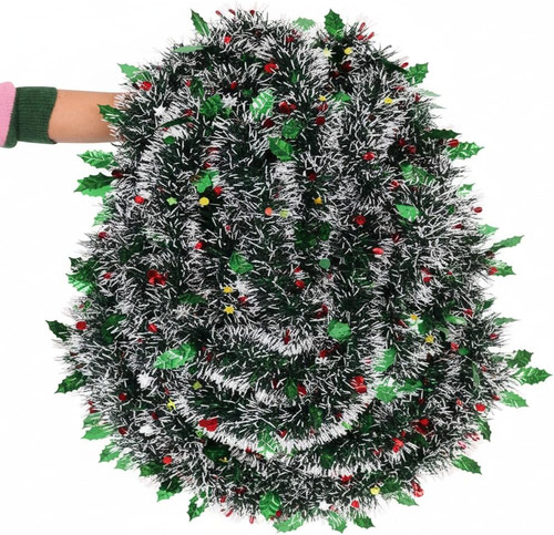 10m green chunky tinsel with - chunky,