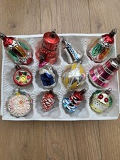 Vintage glass Baubles assorted x 12 colourful