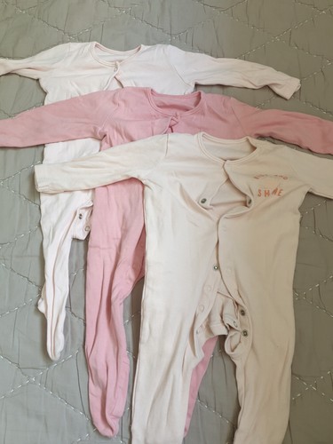 Pink girls babygrows 6 - girls, 6-9