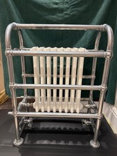 Large Traditional Freestanding Victorian Chrome / White Bathroom Towel/Radiator 