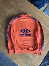 Rare Vintage Orange Umbro Drill Top 90s Liam Gallagher Style Size Small
