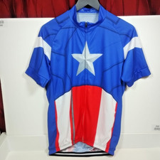 Captain America Cycling Jersey Shirt Mens Size XL Full Zip Marvel Bike Bicycle