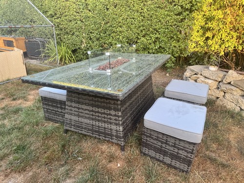 Rattan gas fire table with - rattan,