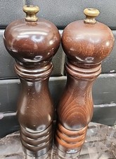 Vintage 9" peugeot pepper & Salt mill Grinder Set Dark Wood