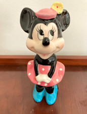 Vintage Minnie Mouse Figurine 1980s Disney Japan Stamp Pink Polka Dot Dress Rare